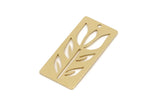 Brass Rectangle Charm, 4 Raw Brass Branch Patterned Rectangle Shaped Charms With 1 Hole, Findings (30x15x0.60mm) SMP2754