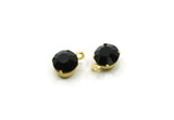 Brass Bead, 8 Raw Brass Jet Crystal Rhinestone Prong Setting 4 Hole Slider SS29 Y158