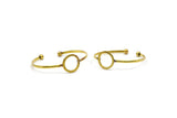 Brass Circle Cuff, Raw Brass Circle Bracelets With Ball Ending BRC163