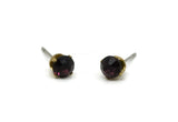 Brass Stud Earrings, 8 Amethyst Crystal Rhinestone Beads Brass Stud Earrings Brass Setting for SS24 - 5.3mm SS24 N0678