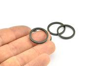 20mm Circle Connectors, 5 Oxidized Brass Black Circle Connectors (20x1.5x1.5mm) E008