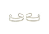 Silver Cuff Bangle, Antique Silver Plated Brass Adjustable Cuff Bracelet Bangles (17x145x2mm) BRC184 H0390
