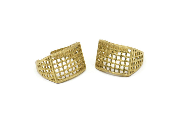 Brass Ring Settings, 2 Raw Brass Adjustable Duke Rings N0020