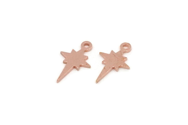Copper Star Charm, 50 Raw Copper Star Charms With 1 Loop, Pendants, Earrings, Findings, Blanks (13x8x0.80mm) SMP2919