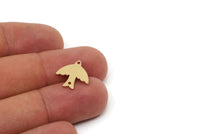Brass Bird Charm, 4 Pieces Raw Brass Bird Charms With 2 Holes, Connector Findings, Earring Charms (15x15x0.80mm) SMP2862