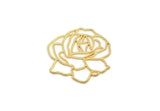 Gold Flower Charm, Gold Plated Brass Rose Flower Charms, Birth Month Flower, June Month Flower, Findings (23x25x0.60mm) SMP2731