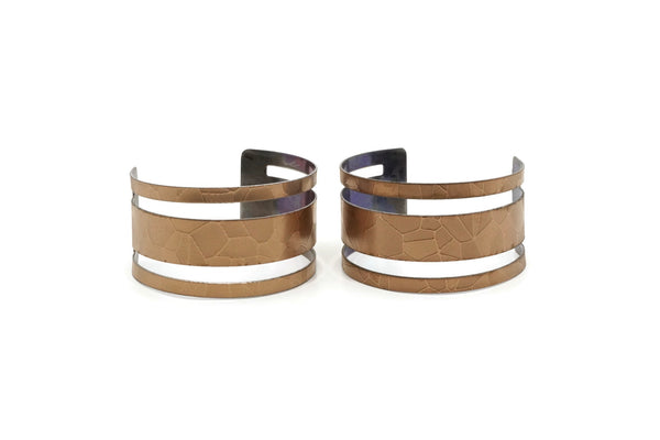 Steel Textured Cuff - Stainless Steel Textured Cuff Bracelet Bangles (35x156x1mm) Brc146