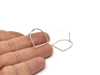 D Shape Earring, 8 Antique Silver Plated Brass D Shape Stud Earrings (19x19x1mm) BS 2329 A6861