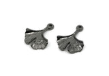 Gunmetal Ginkgo Pendant, 4 Gunmetal Plated Brass Ginkgo Leaf Charms (18x15mm) N0443