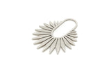 Silver Sun Charm, 4 Antique Silver Plated Brass Sun Charms, Rising Sun Charms, Findings (30x25x0.80mm) SMP2440 Y162