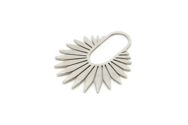 Silver Sun Charm, 4 Antique Silver Plated Brass Sun Charms, Rising Sun Charms, Findings (30x25x0.80mm) SMP2440 Y162