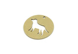 Brass Round Charm, Raw Brass Dog Charms With 1 Hole, Findings (20x0.80mm) SMP3340