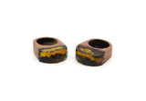 Resin&Wood Ring, Honey Color Resin And Wood Rings X006