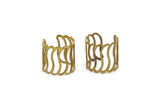 Wavy Rail Ring - 5 Raw Brass Adjustable Wavy Rail Ring Setting - 16-17mm / 23 Gauge Mn37