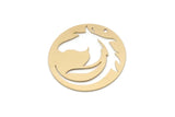 Brass Round Charm, 4 Raw Brass Horse Patterned Charms With 1 Hole, For Jewelry Making (30x0.60mm) SMP3008