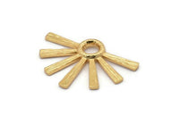 Gold Sun Pendant, 2 Textured Gold Plated Sun Charms (34x24x2.2mm) E208