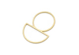 Brass Round Charm, 4 Raw Brass Round And D Shaped Charms, Circles Charm, Pendants, Findings (30x22.5x0.80mm) SMP3020