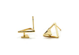 Gold Triangle Earring, 4 Gold Plated Brass Triangle Stud Earrings (13x15x1mm) E370 Q0524