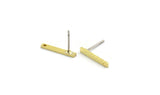 Earring Studs, 12 Raw Brass - Bar Earrings - Brass Bar Earrings With 1 Hole - Earrings (15x2x1mm) A0856 A6578