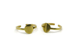 Brass Adjustable Ring, 4 Raw Brass Adjustable Round Rings N0088