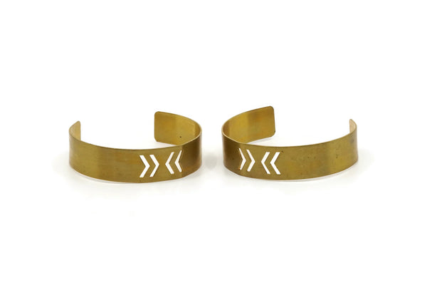 Arrow Chevron Cuff, 2 Raw Brass Arrow Cuff Bracelet With Chevron Blank Bangle Without Holes (15x145x0.80mm) Brc042