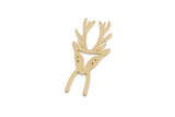 Brass Deer Charm, 24 Raw Brass Deer Charms, Findings (25x11x0.60mm) SMP2956