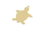 Brass Turtle Charm, 6 Raw Brass Turtle Shaped Charms With 1 Loop, Earring Charm Findings (27x22x0.60mm) SMP2717