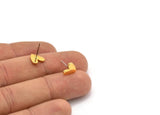 Gold Heart Earring, 6 Gold Plated Brass Heart Stud Earrings (8x1mm) M02171 A2492 F035