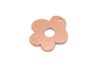 Copper Flower Charm, 6 Raw Copper Flower Charms With 1 Hole, Earring Findings (18x17x0.80mm) SMP2895