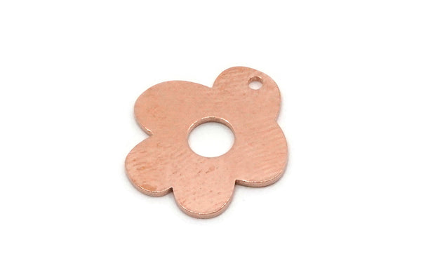 Copper Flower Charm, 6 Raw Copper Flower Charms With 1 Hole, Earring Findings (18x17x0.80mm) SMP2895