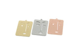 Customized Geometric Charm, For Jewelry Making Brass/Steel/Copper Rectangle Face Charm With 1 Loop, Personalized Jewelry (32x26mm) SMP3186