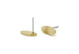 Brass Oval Earring, 8 Raw Brass Tiny Oval Shaped Stud Earrings (12x5x0.80mm) SMP3279 - KAYNAKLI