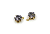 Brass Bead, 8 Raw Brass Lavender Crystal Rhinestone Prong Setting 4 Hole Slider SS29 F104