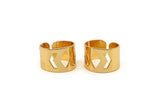 Gold Ring, Gold Plated Brass Adjustable Chevron Rings A0883 Q0315