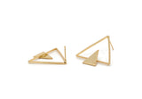 Gold Triangle Earring, 2 Gold Plated Brass Triangle Stud Earrings (29.5x29x1.2mm) E374 Q0525