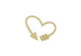 Brass Arrow Charm, Raw Brass Heart Shaped Arrow Charms, Findings, Customized Jewelry (20x25x0.60mm) SMP3220