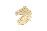 Brass Horse Charm, 6 Raw Brass Horse Charms With 1 Loop, For Jewelry Making (32x24x0.60mm) SMP3009