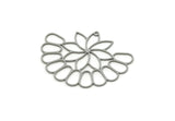 Steel Flower Charm, 4 Stainless Steel Flower Shaped Charms With 1 Loop, Findings (33x42x0.80mm) SMP3054