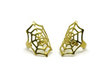 Spider Web Ring, 2 Raw Brass Adjustable Spider Web Rings N0033