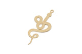 Brass Snake Charm, 10 Raw Brass Snake Charms With 1 Loop, Snake Earrings (37.5x17x0.60mm) SMP2952