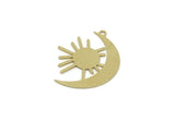 Brass Moon Charm, Raw Brass Crescent Moon And Sun Shaped Charms With 1 Loop, Customized Parts For Jewelry Making (27x23x0.60mm) SMP3205
