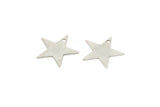 Silver Star Charm, 24 Antique Silver Plated Brass Star Blank, Stamping Tag, Findings, Charms, (15mm) Brs 626 A0297