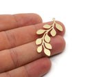 Brass Branch Charm, 2 pieces Raw Brass Leaf Charms With 1 Loop, Leaf Earrings (45x21x0.60mm) SMP2822