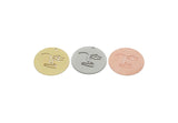 Customized Charm, For Jewelry Making Brass/Steel/Copper Geometric Shaped Face Charm With 1 Hole, Round Personalized Jewelry (25mm) SMP3170