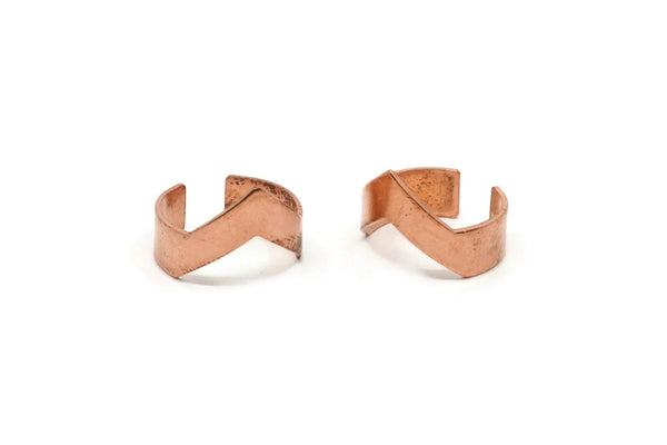 Copper Chevron Ring - 5 Raw Copper Chevron Adjustable Ring Settings - 16-17mm / 23 Gauge Mn89
