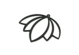 Black Flower Charm, 4 Oxidized Black Brass Lotus Flower Charms With 1 Loop, Findings (28x32.5x0.80mm) SMP0623 SY0362