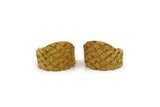 Brass Ethnic Ring, Raw Brass Fish Scale Textured Adjustable Ethnic Rings (16mm) E410