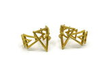 Brass Triangle Ring, 2 Raw Brass Adjustable Geometric Triangle Rings N0019