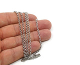 Soldered Chain,1 meters Rolo Chain, Silver Tone Soldered Rolo Brass Chain ( 3mm ) MB 8-27
