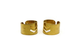 Brass Ring, 4 Raw Brass Adjustable Chevron Rings A0885